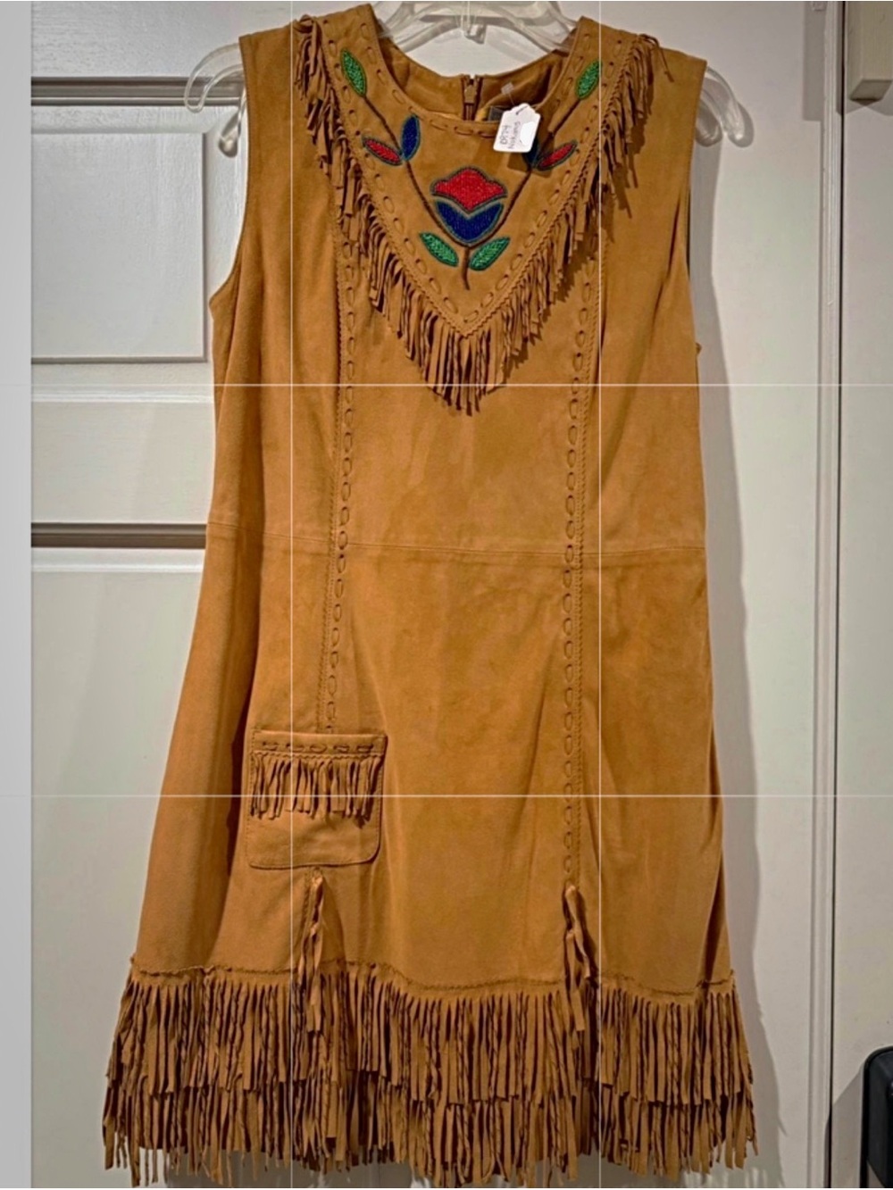 Double D Ranch beaded suede fringe dress Native American Indian boho RTL $995 XS